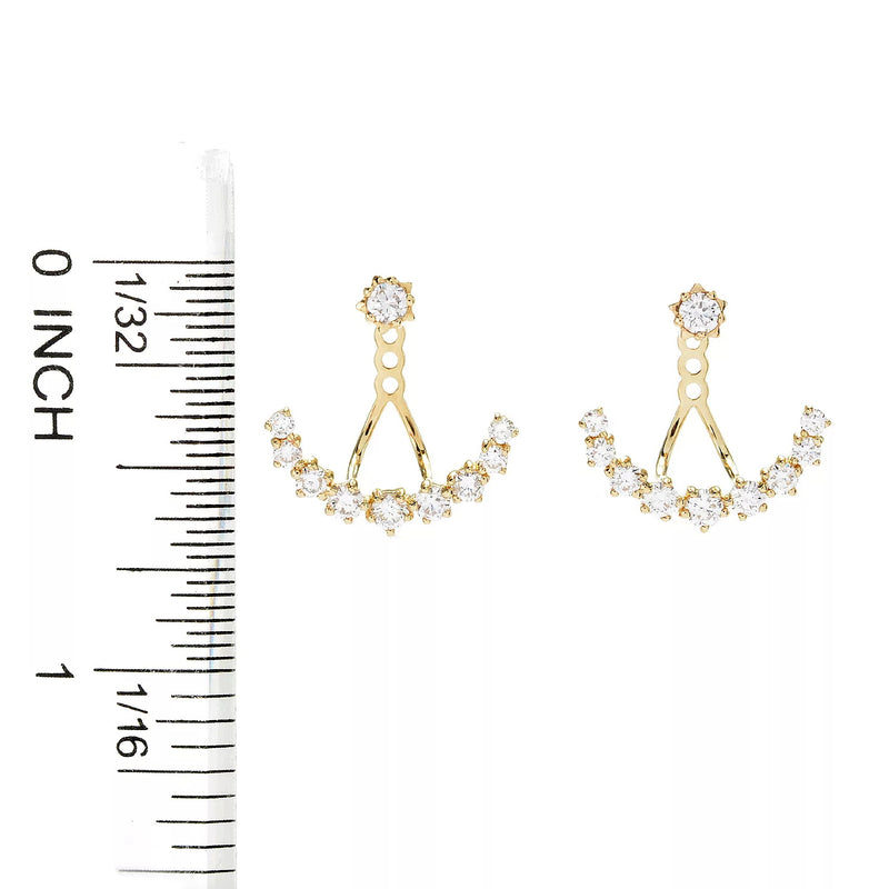 14KY Diamond 0.70ct Star and Half Moon Jacket Earrings