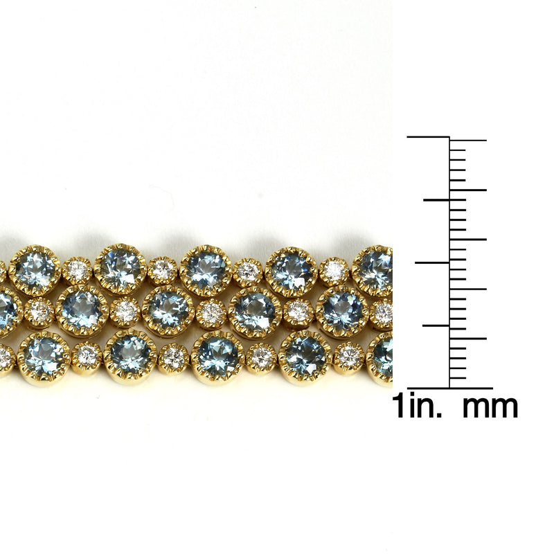 14k Gold 7'' Aquamarine & Diamond Bracelet