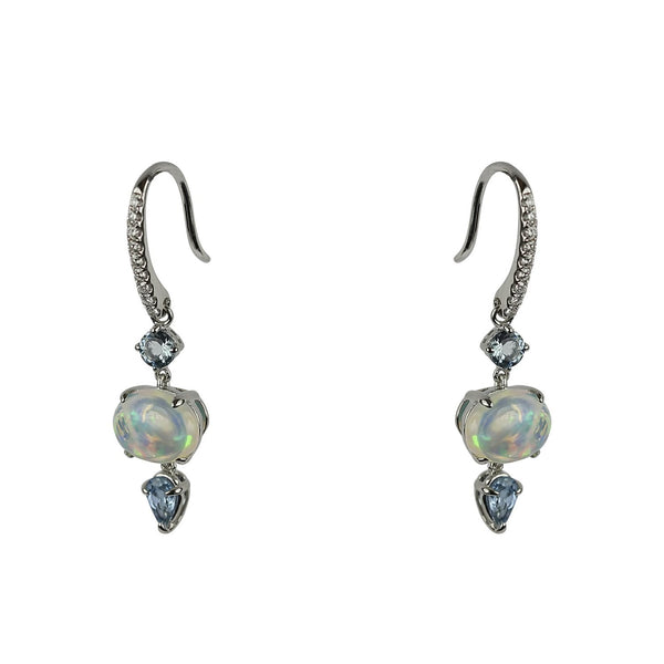 14k Gold Opal & Aquamarine Earrings