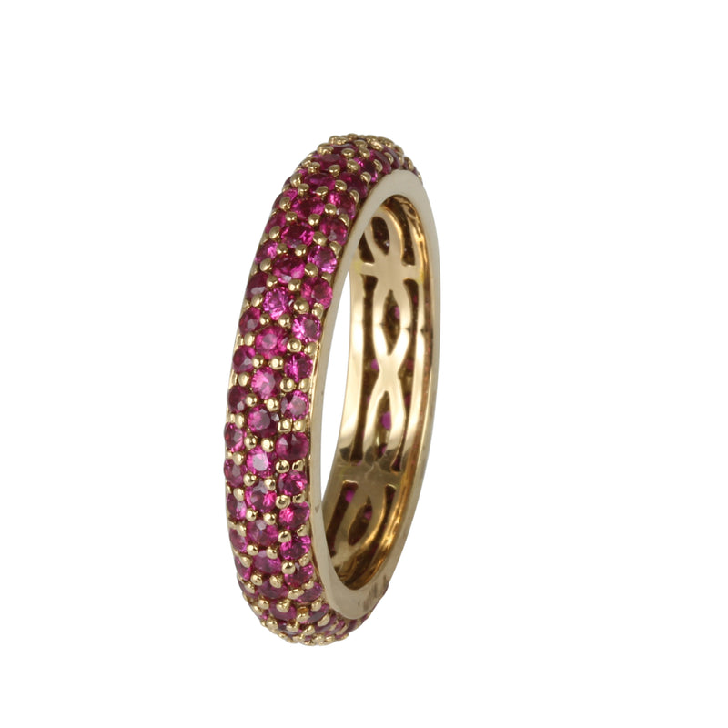 18k Gold Pink Sapphire Pave Stackable Eternity Ring