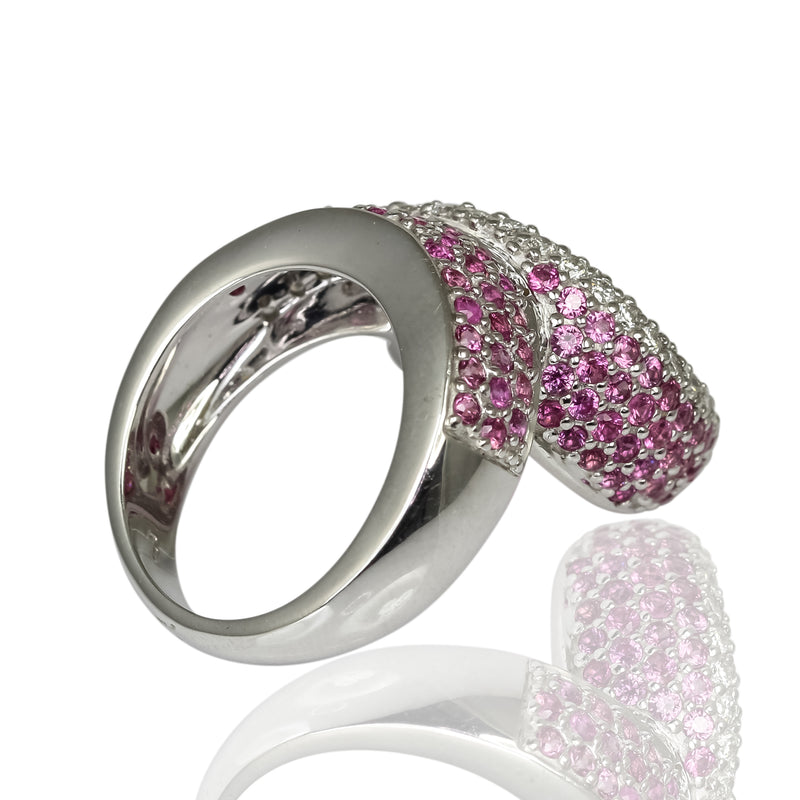 18k Gold Pink Tourmaline, Pink Sapphire & Diamond Ring