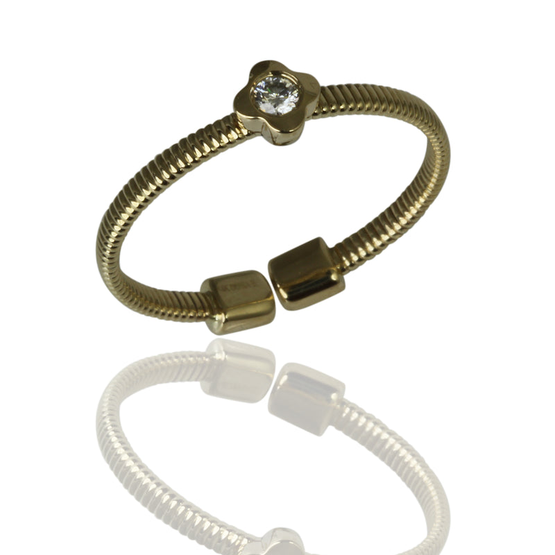 14k Gold Clover & Diamond Flex Stack Ring