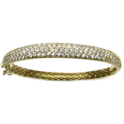 Gold Plated SS 8'' Pave Eternity Bangle Bracelet