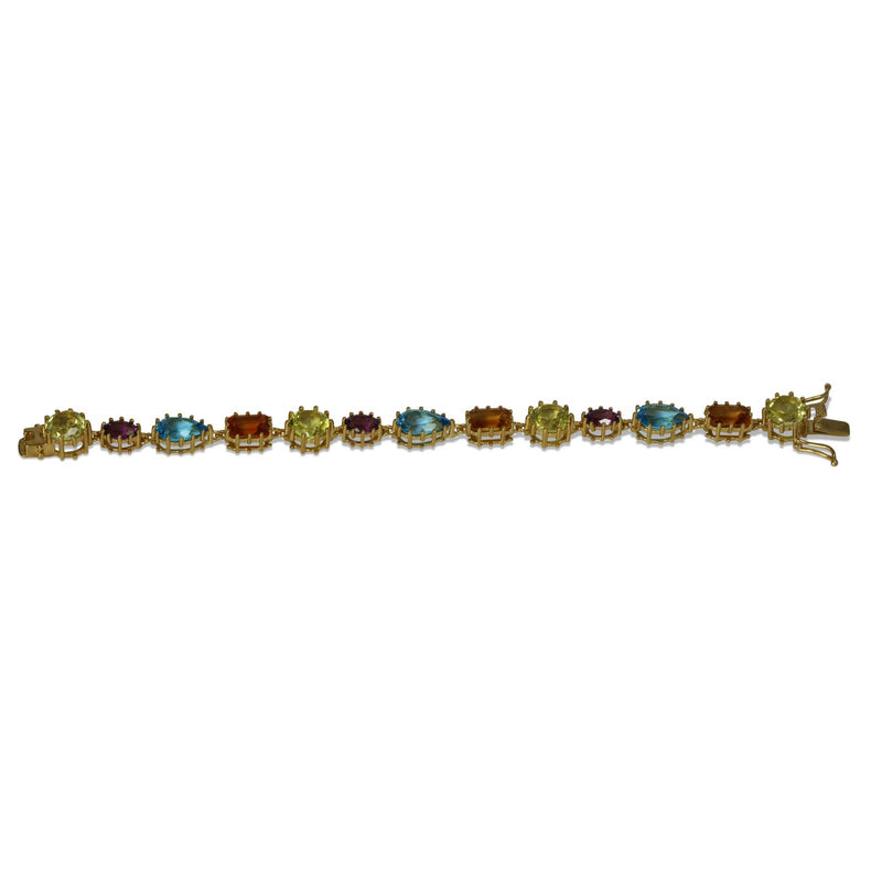 Yellow Gold Plated SS Multi-gemstone Bracelet