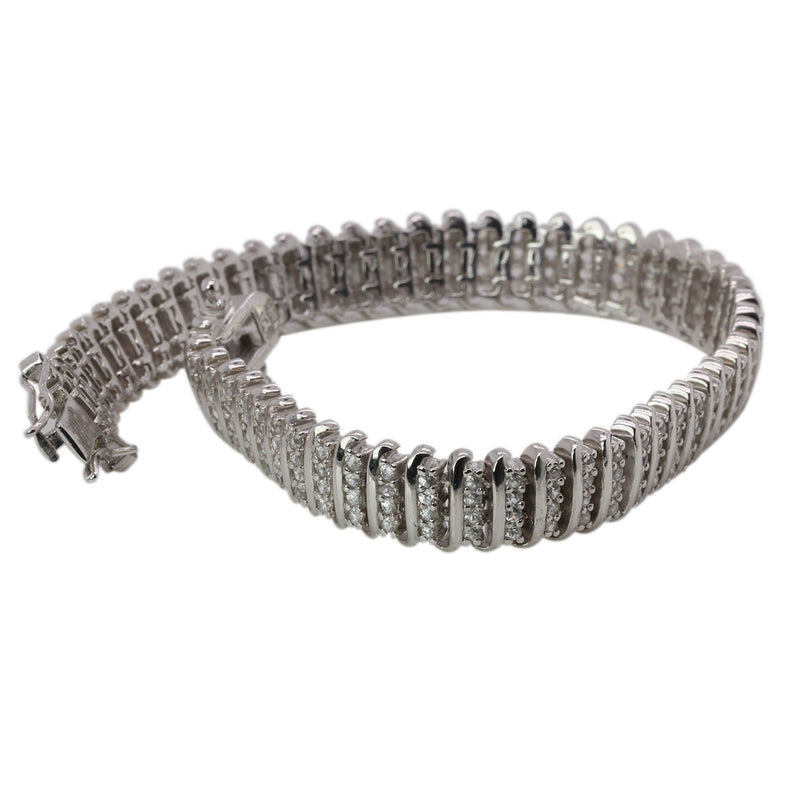 SS 7.5" White Zircon Link Bracelet