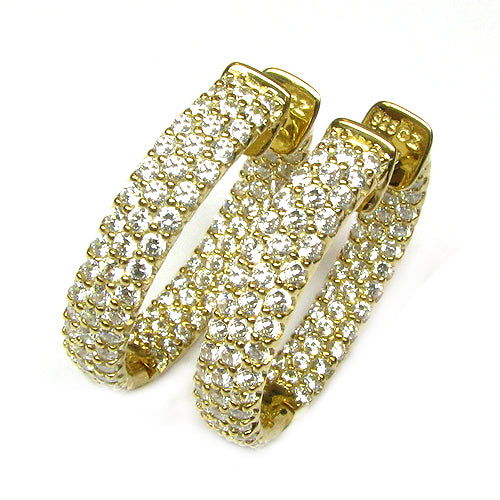 Plated SS & Cz Pave Hoop Earrings