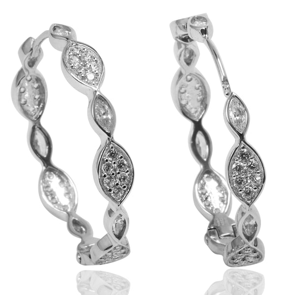 Plated SS & Cz Marquise & Pave Earrings