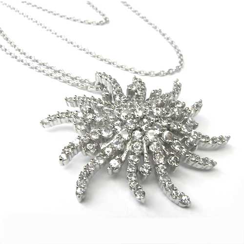 Plated Sterling Silver 1 1/4'' Burst Necklace