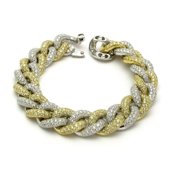 18k Gold 7'' Thick Diamond Chain Bracelet
