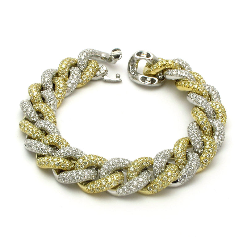 18k Gold 7'' Thick Diamond Chain Bracelet