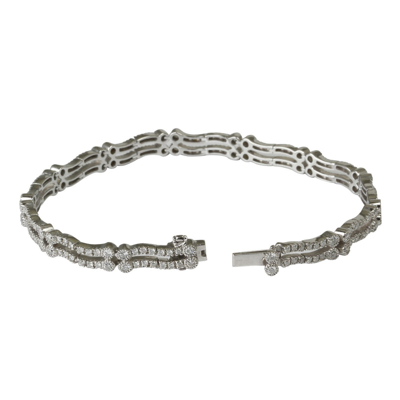 18k Gold Double Strand Wave Diamond Flex Bracelet