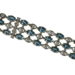 18k Two Toned Gold Aquamarine & Diamond Bracelet