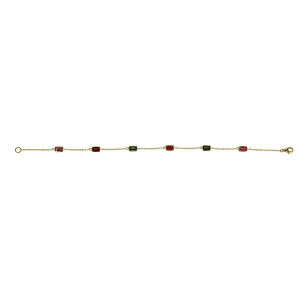 14k Gold Tourmaline Light Chain Bracelet