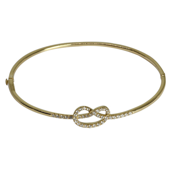 14k Gold Diamond Pretzel Bangle Bracelet