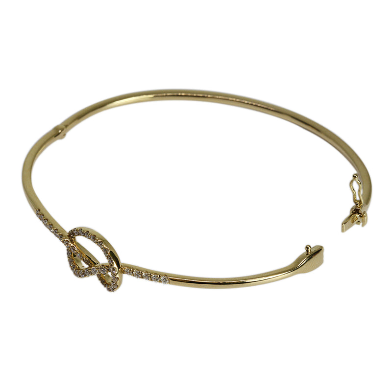 14k Gold Diamond Pretzel Bangle Bracelet