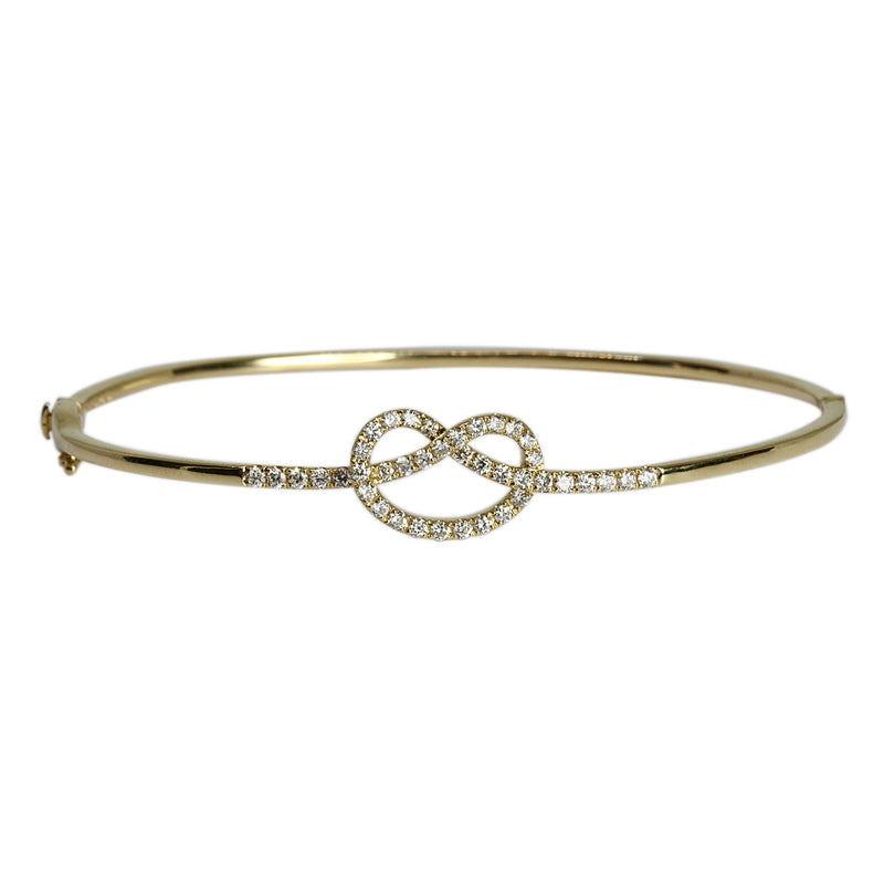 14k Gold Diamond Pretzel Bangle Bracelet