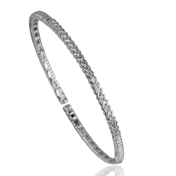 14k Gold Diamond Row Flex Bracelet