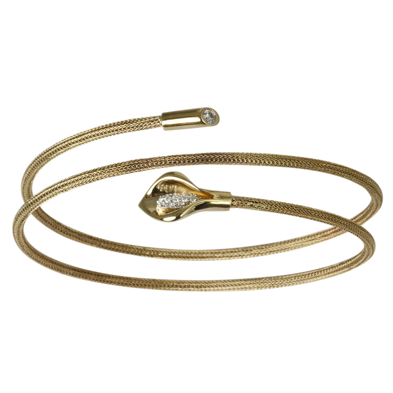 14k Gold Tulip Double Mesh Wire Wrap Bangle Bracelet