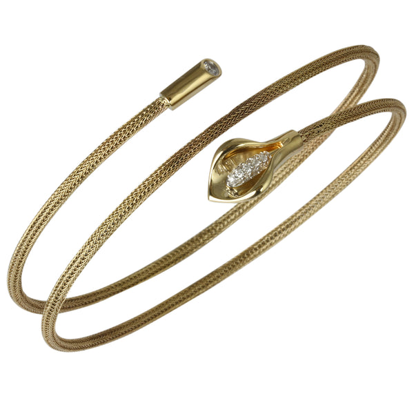 14k Gold Tulip Double Mesh Wire Wrap Bangle Bracelet