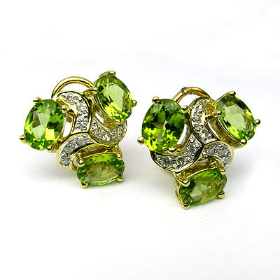 18k Gold Peridot & Diamond Statement Stud Earrings