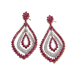 14k Gold Ruby & Diamond Dancing Dangle Earrings