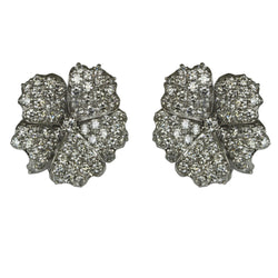 14k Gold Diamond Encrusted Blooming Flower Earrings