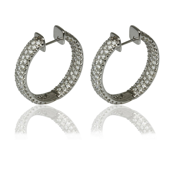 14k Gold 1 1/8'' Diamond Hoop Earrings