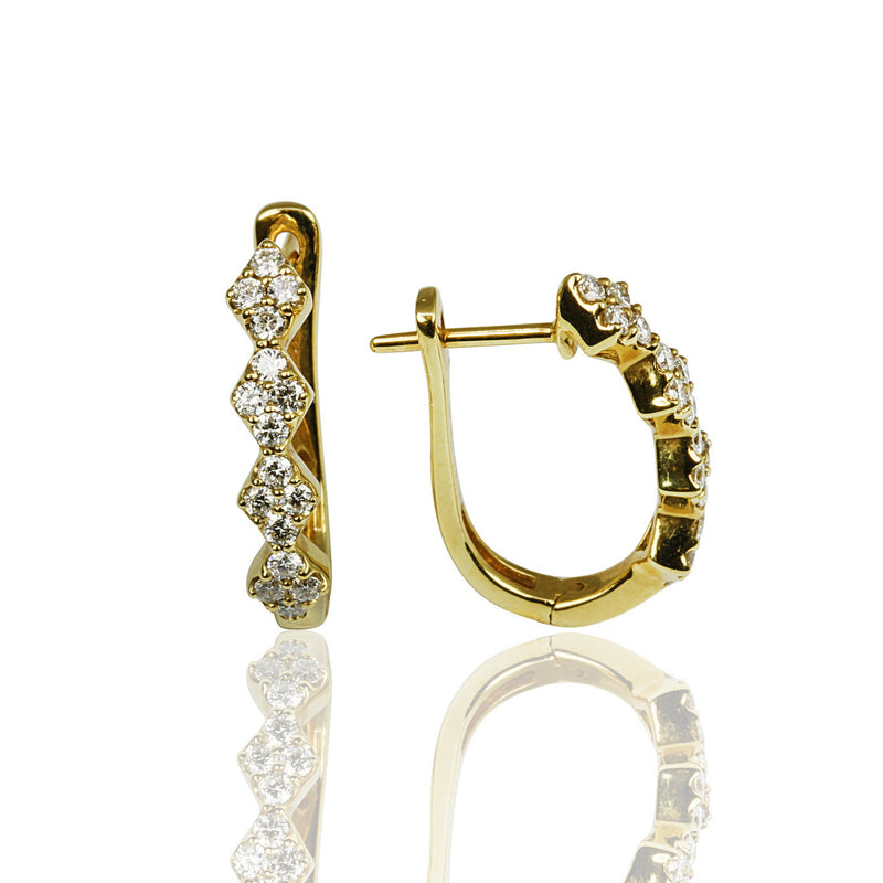 14k Gold Dainty Hinge Back Diamond Hoop Earrings