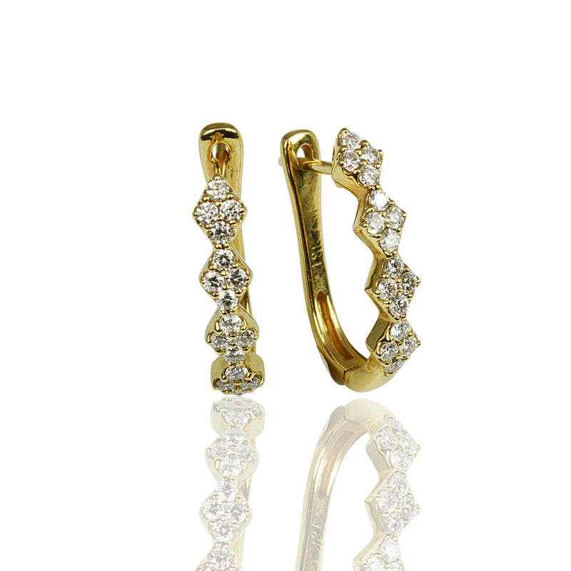 14k Gold Dainty Hinge Back Diamond Hoop Earrings
