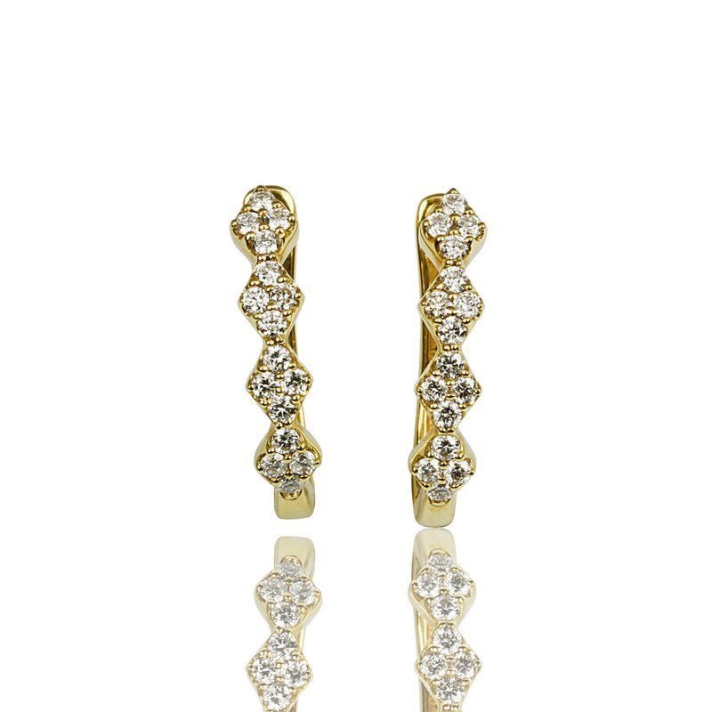 14k Gold Dainty Hinge Back Diamond Hoop Earrings