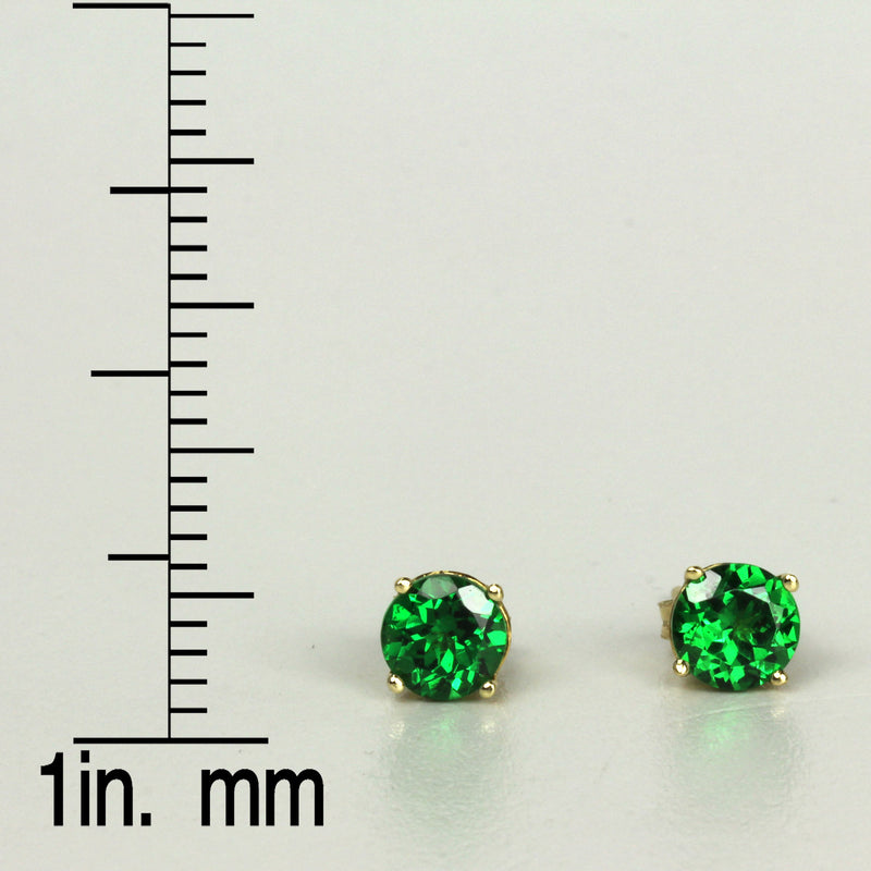 14k Gold 4.5mm Tsavorite Stud Earrings