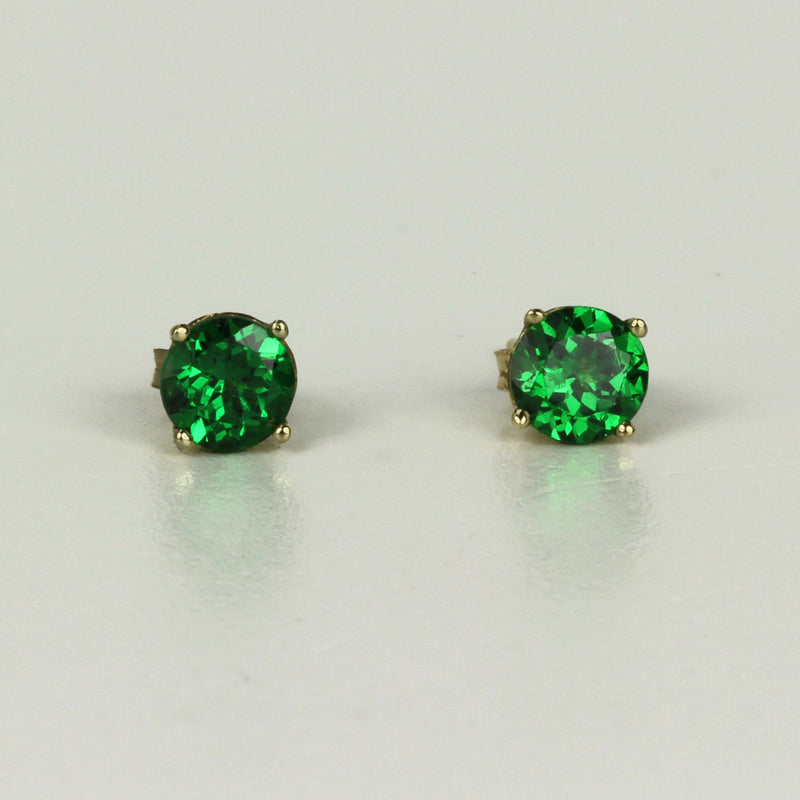 14k Gold 4.5mm Tsavorite Stud Earrings