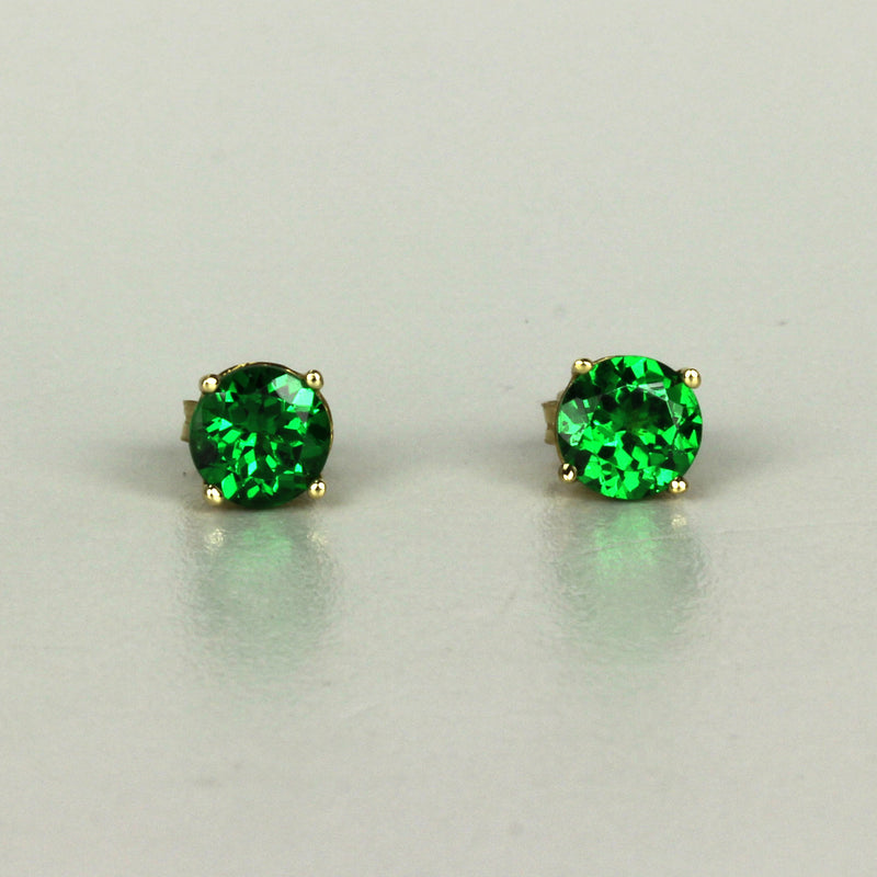 14k Gold 4.5mm Tsavorite Stud Earrings