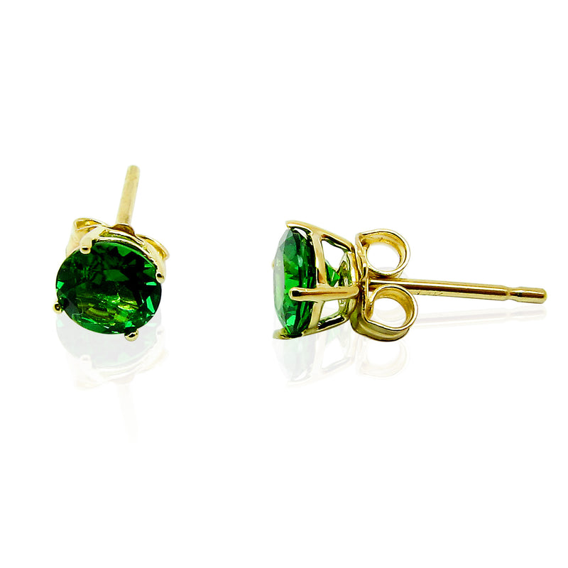 14k Gold 4.5mm Tsavorite Stud Earrings