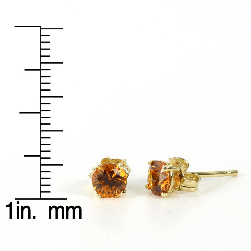 14k Gold 4mm Spessartite Stud Earrings