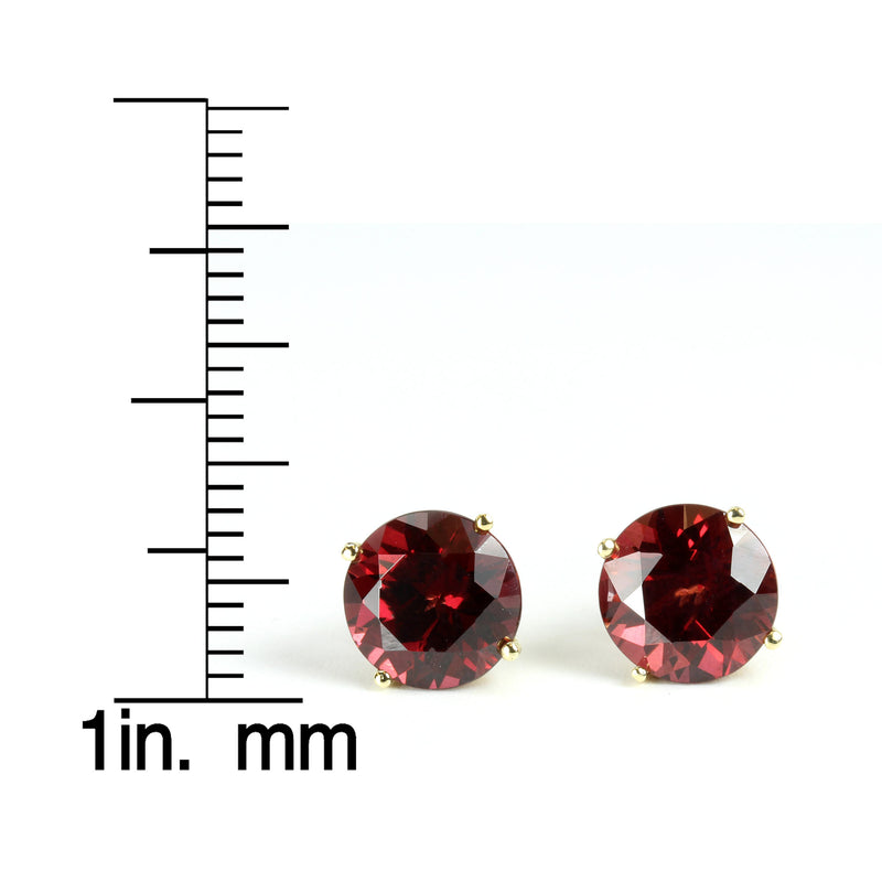 14k Gold 8mm Rhodolite Stud Earrings