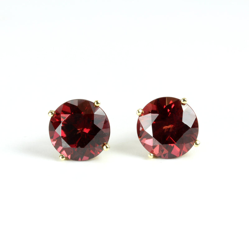 14k Gold 8mm Rhodolite Stud Earrings