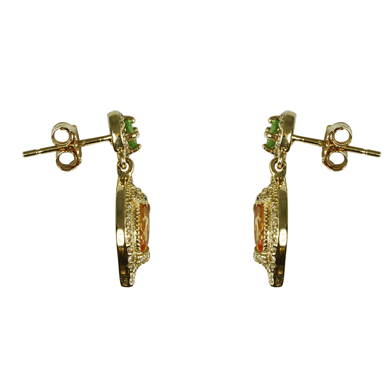 14k Yellow Gold Mint Garnet & Spessartite Earrings