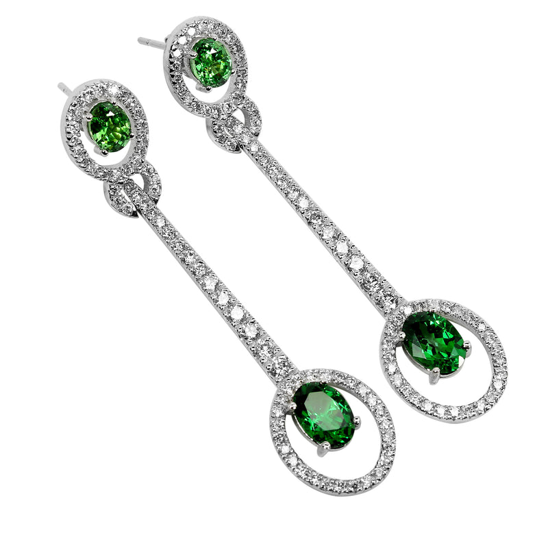 14k Gold Dramatic Tsavorite Dangling Earrings