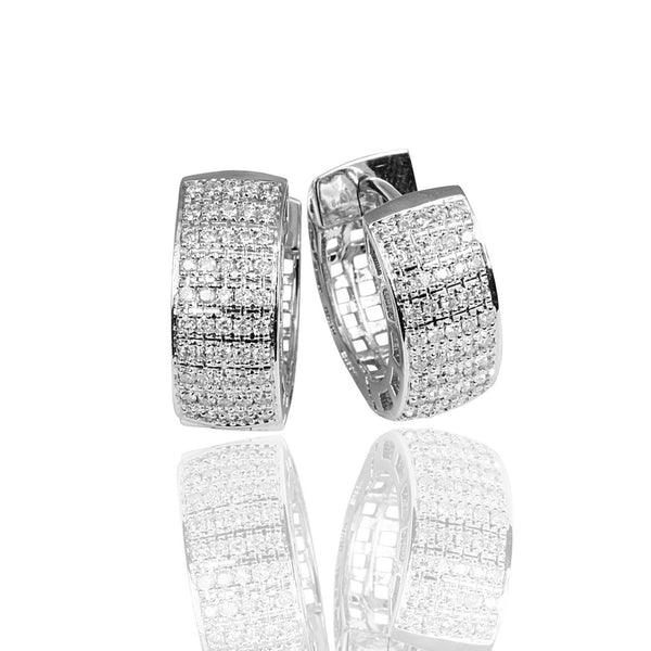 18k Gold 1/2'' 5 Row Diamond Huggie Earrings