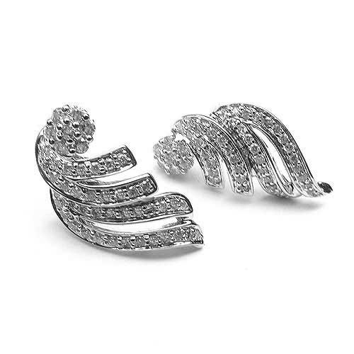 18k White Gold 13/16'' Diamond Earrings