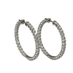 14k Gold 1 3/8'' Diamond Hoop Earrings