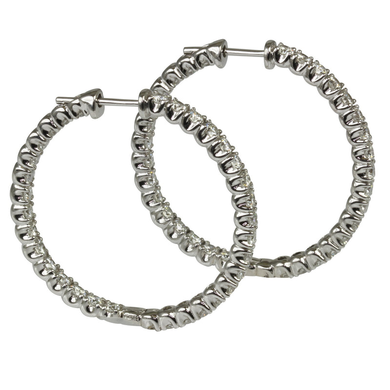 14k Gold 1 3/8'' Diamond Hoop Earrings