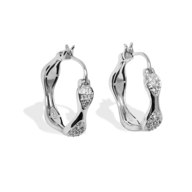 14k White Gold Pave Diamond Earrings