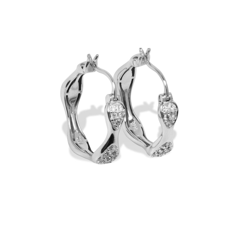 14k White Gold Pave Diamond Earrings