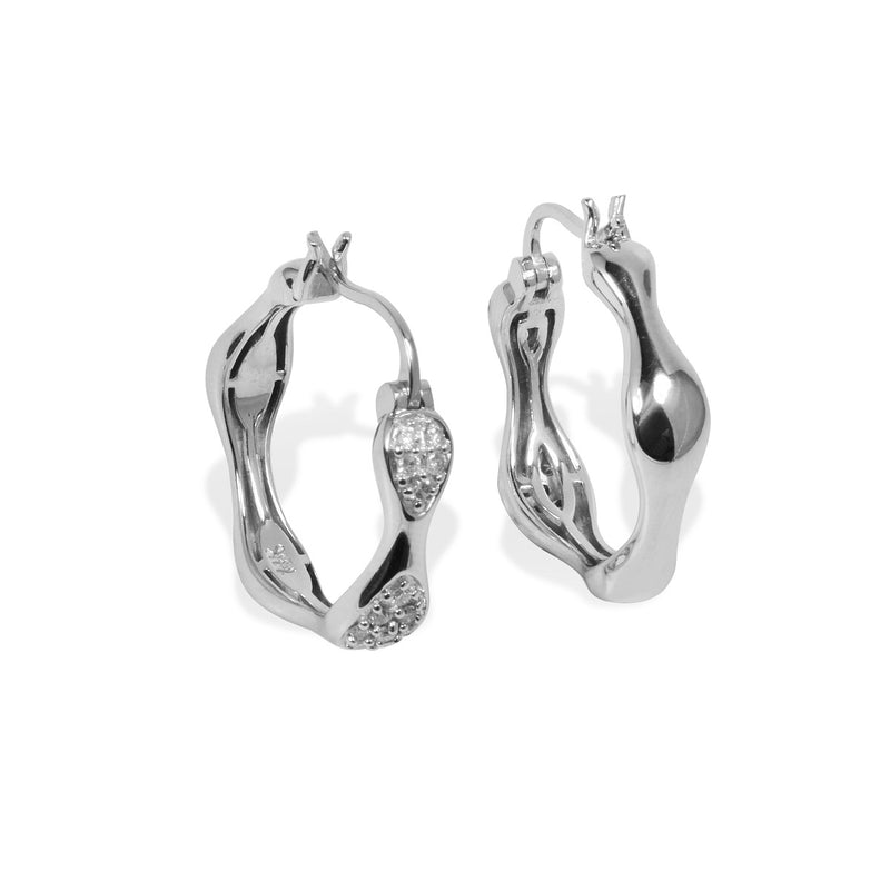 14k White Gold Pave Diamond Earrings