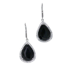 14k Gold Onyx & White Topaz Topaz Earrings