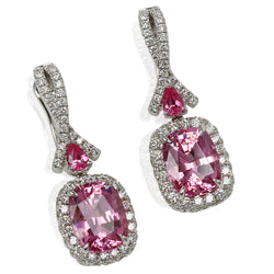 18k Gold Pink Spinel & Vs Diamond Earrings