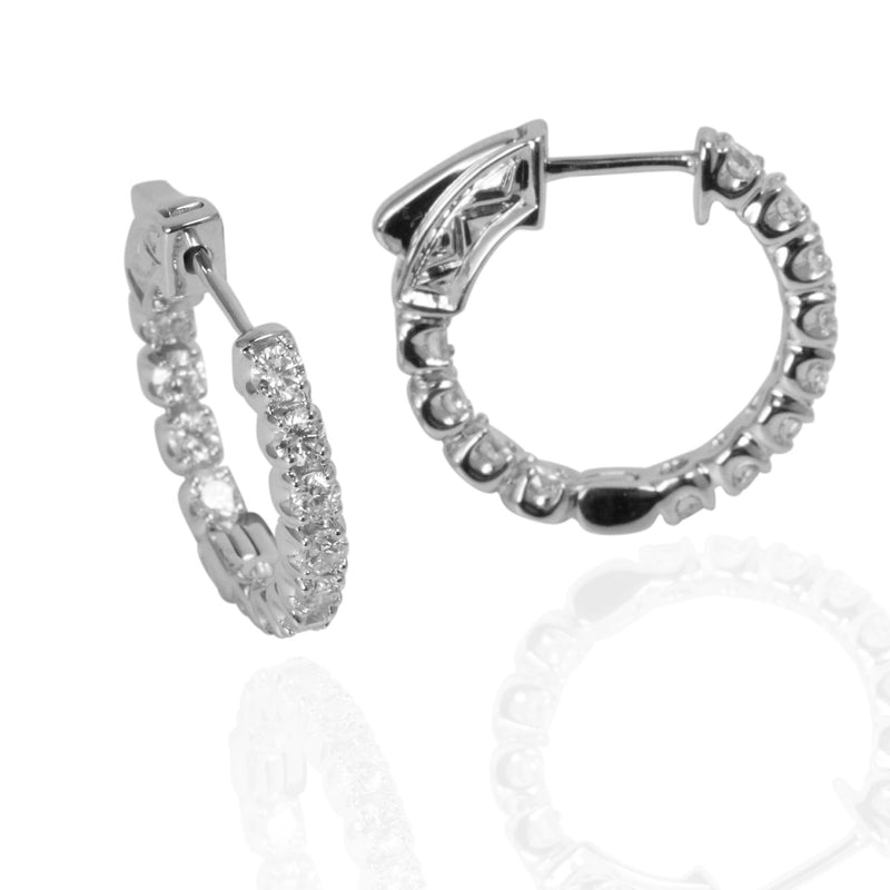 14k Gold Diamond Inside Out Hoop Earrings