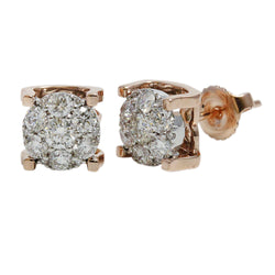 14k Gold & Diamond Raised Stud Earrings